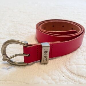 Vintage 90s ESPRIT Leather Skinny Belt Red